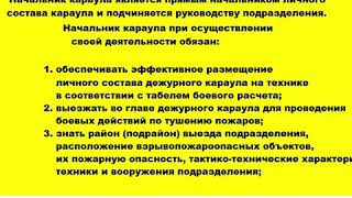 Обязанности начальника караула подразделения пожарной охраны. Приказ МЧС 452