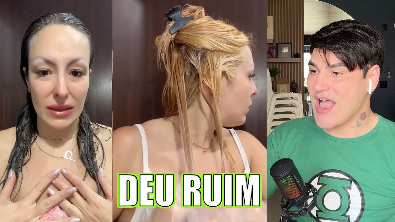 DEU TUDO ERRADO! ELA FEZ LUZES E PASSOU TINTA ERRADA 😳 ERA PRETA AO INVES DE LOIRO