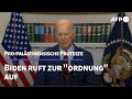 Usprsident biden ruft angesichts propalstinensischer proteste zu ordnung auf  afp