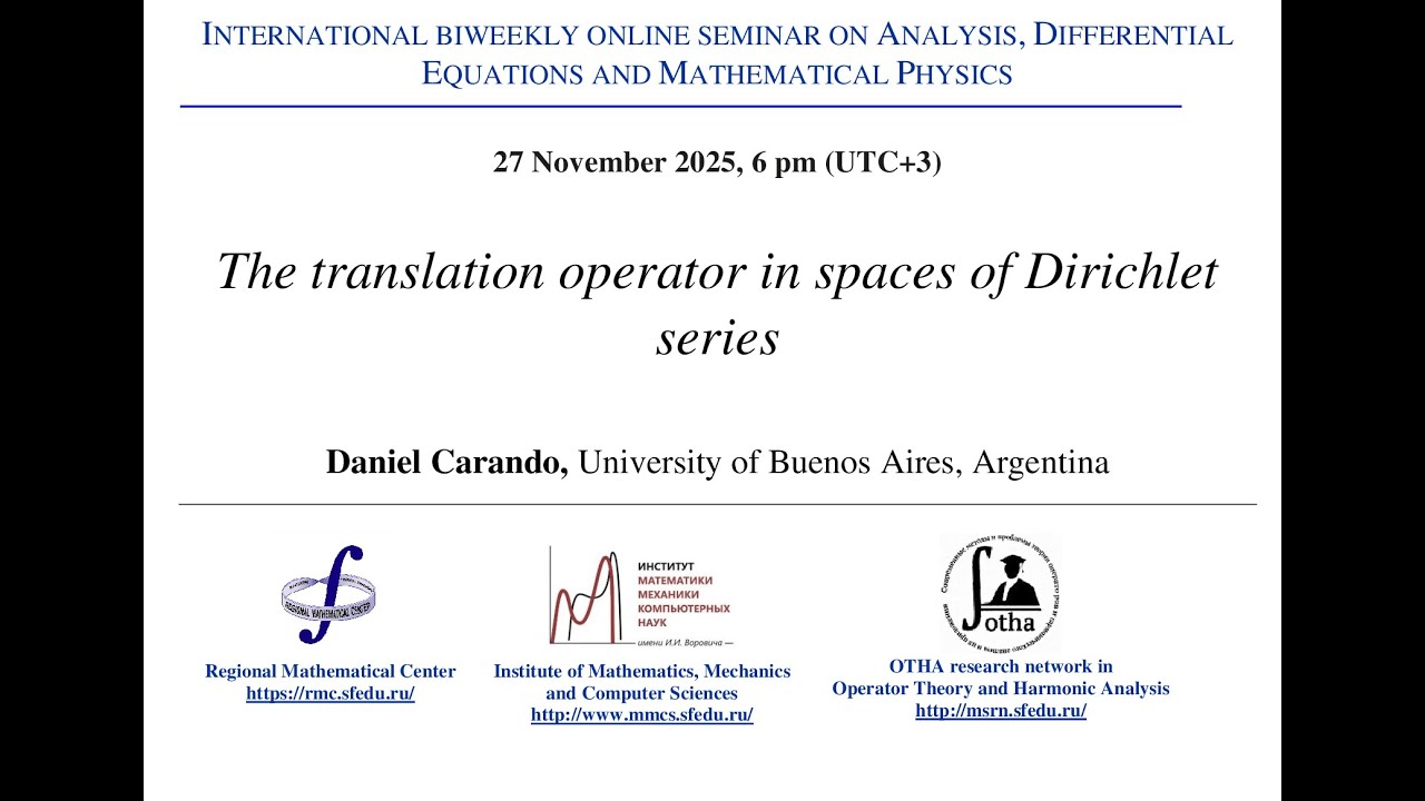 Seminar on Analysis, Differential Equations and Mathematical Physics ...
