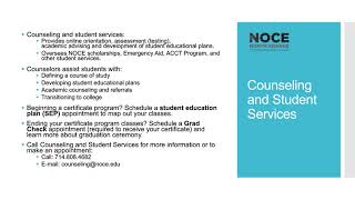 NOCE Student Services Overview