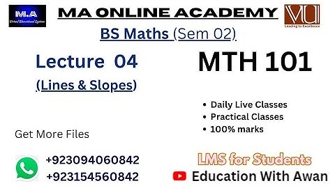 MTH 101 | Lecture 04 | Lines and Slopes | BS Maths Semester 02 