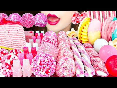 【ASMR】PINK DESSERTS💓 MUKBANG 먹방 食べる音 EATING SOUNDS NO TALKING