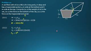 FLUID PRESSURE on PLANE SURFACES, Example 22