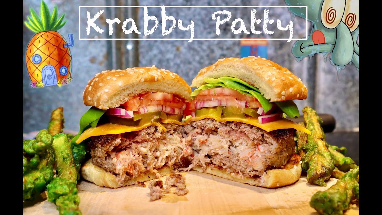 KRABBY PATTY SECRET FORMULA (W/ KELP FRIES)?? CRAB STUFFED BURGER