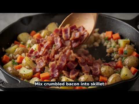 Hearty Breakfast Skillet with Crispy Potatoes, Bacon, and Fried Eggs recipe video thumbnail