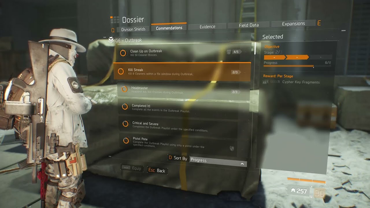 Killstreak and clean up on outbreak Commendations - The Division 1 in 2025