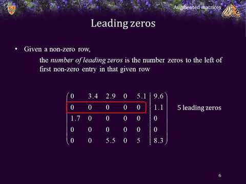 6 4 4 Zero rows, leading zeros and leading non zero entries