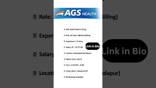 Hyderabad lo AGS Health Walk-in Jobs 2026 🔥 AR Caller Hiring | 1–3 Years Experience