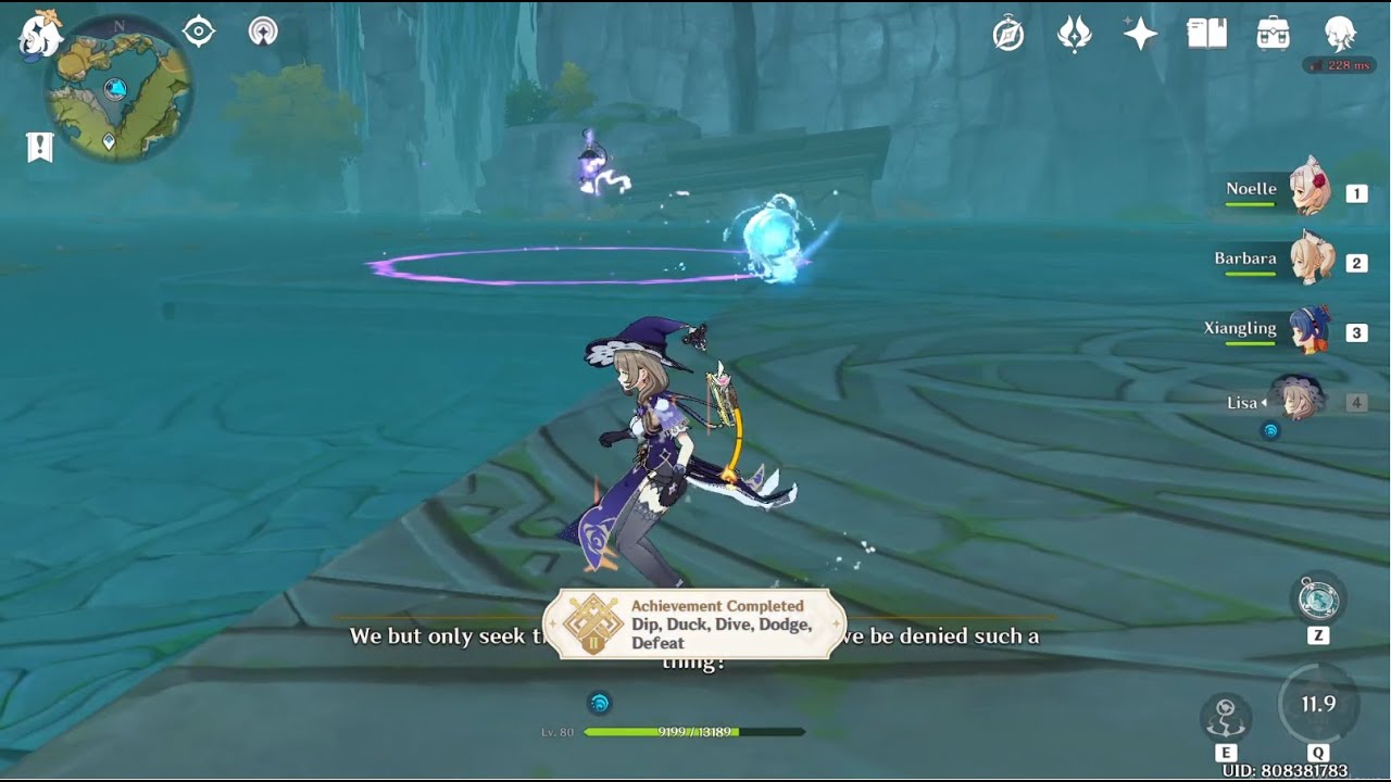 Genshin Impact Dip, Duck, Dive, Dodge, Defeat achievement (underwater