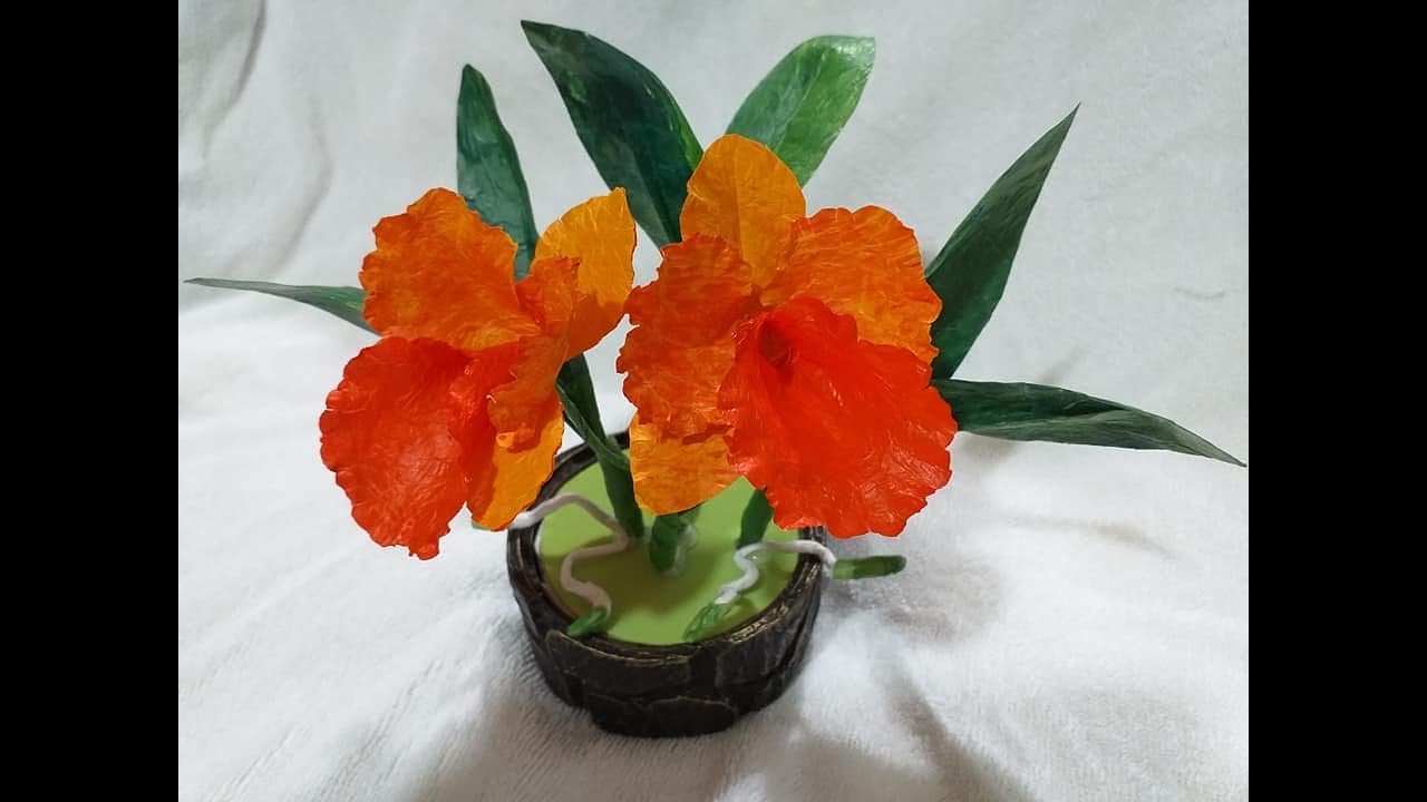 COMO HICE ORQUIDEA CATTLEYA DE FUNDAS O BOLSAS PLASTICAS PASO A PASO, ÚNICO