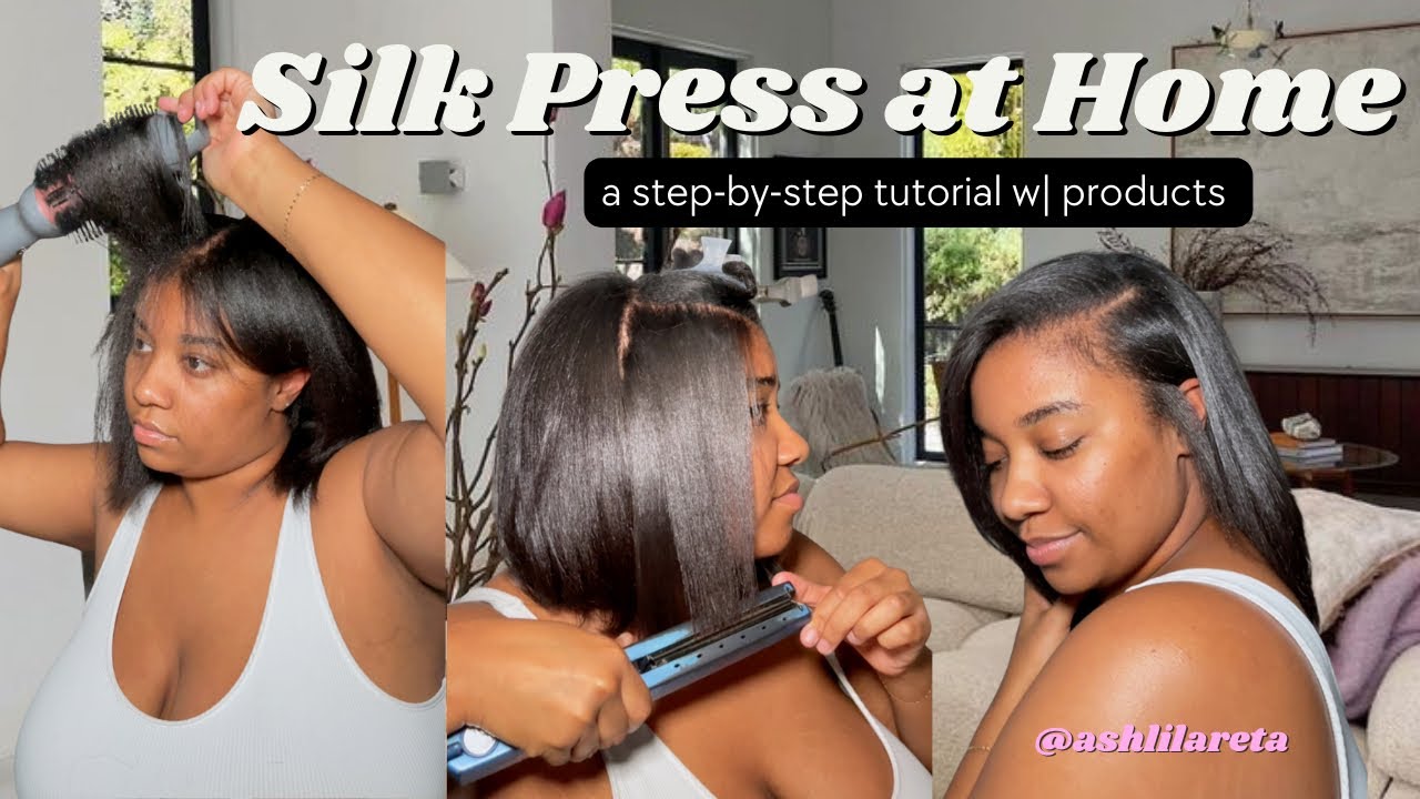 HOW TO Silk Press Your Natural Hair At Home 💆🏽‍♀️ NO Frizz / AntiHumidity Beginner
