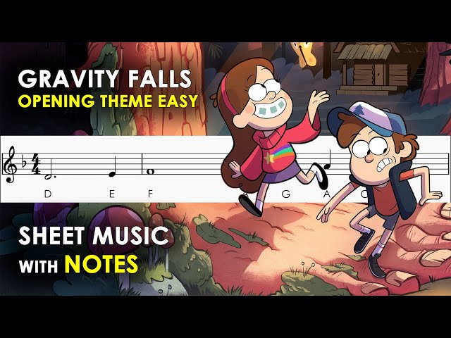 Gravity Falls - Opening Theme | Sheet Music with Easy Notes for Recorder, Violin Beginners Tutorial class=