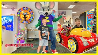 Caleb Goes to CHUCK E CHEESE Family Fun PLACE with Mom and DAD! Indoor Rides And Games For Kids!