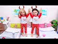 Doll Sisters Dress up with Pajamas Like Rudolf Reindeer by Play Toys!