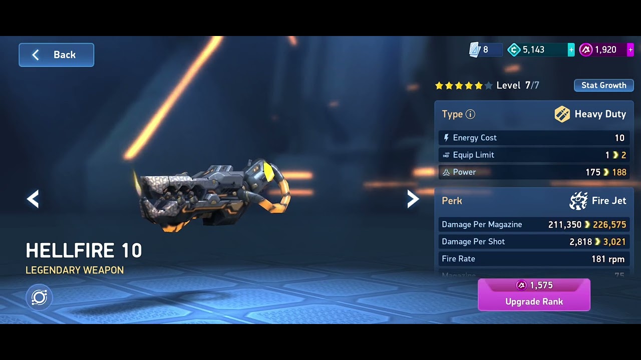 Hellfire 10 Rank upgrade | Mech Arena
