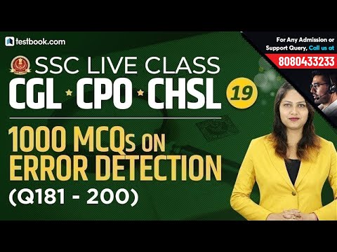SSC Live Classes English Day 19 | 1000 Error Detection MCQ (Q181-200) | SSC CGL, CPO, CHSL 2019