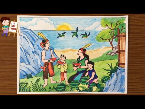 Video Vẽ Sự Tích Dưa Hấu / Vẽ truyện cổ tích dưa hấu Mai An... - youtube