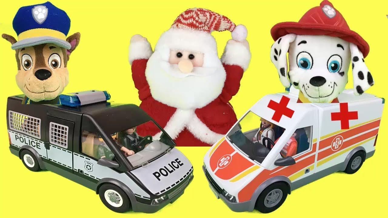bebesita Aprende con juguetes de Paw patrol y camiones infantiles.Videos para niños de Papá Noel en Navidad