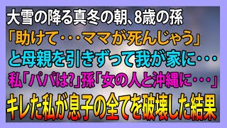 大雪の降る真冬の朝、ブルブル震えた8歳の孫が母親と我が家に「助けて…ママが」私「パパは…？」孫「女の人と沖縄に行った…」→キレた私が息子の全てを破壊した結果【スカッとする話】
