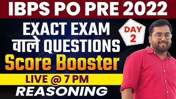 IBPS PO PRE REASONING SCORE BOOSTER DAY 2 ROHIT SIR