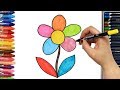 Renkli çiçek nasıl çizilir? | Çocuklar için eğlenceli boyama | Boya Boya | Çizelim Boyayalım