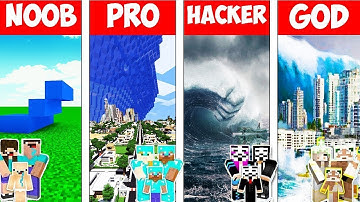 Minecraft - NOOB vs PRO vs HACKER vs GOD : FAMILY EPIC TSUNAMI APOCALYPSE in Minecraft Animation