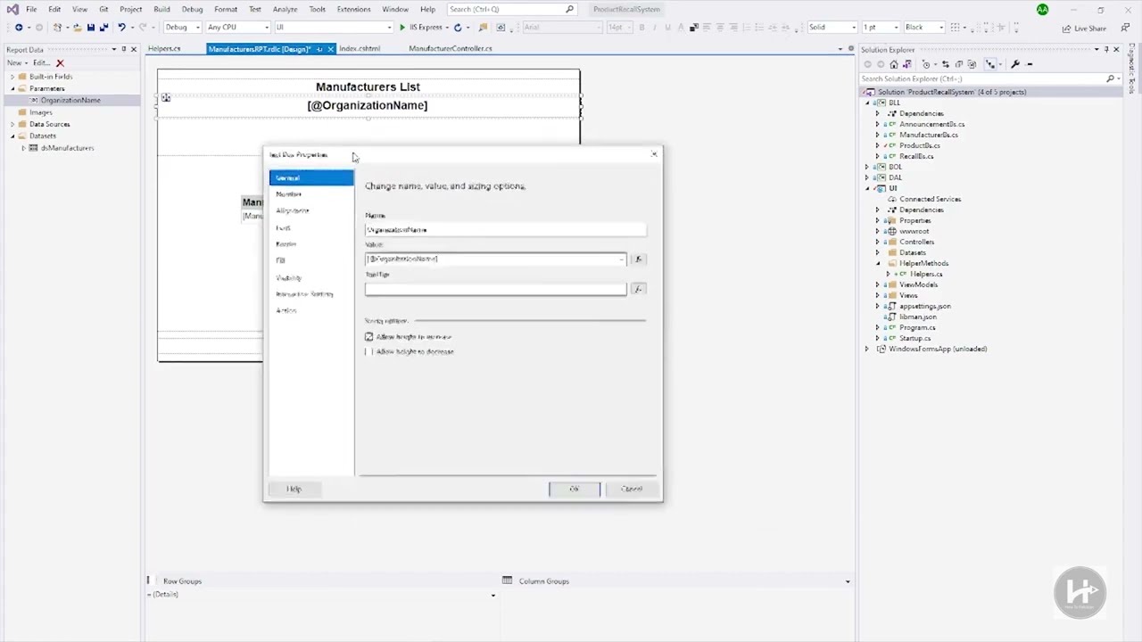 64  Add dynamic parameters and expressions in RDLC Report  A Step by Step Guide 🚀  RDLC Report