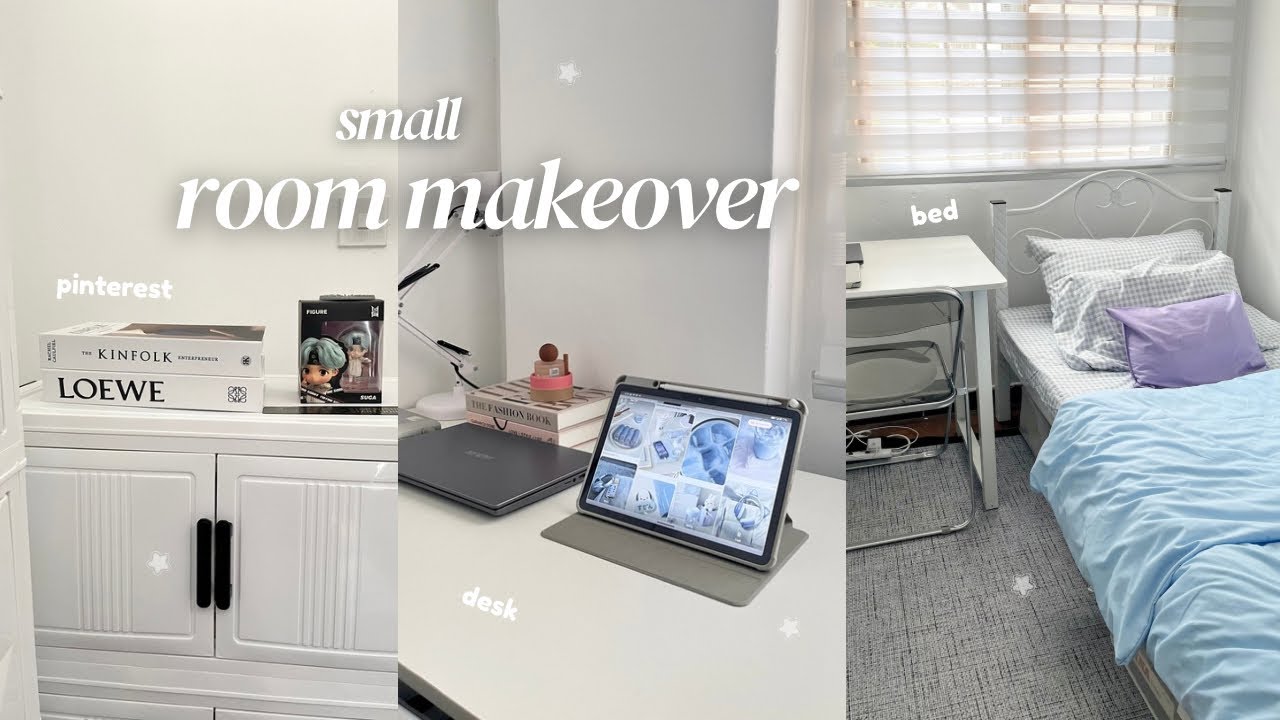 Aesthetic small room makeover ✿🎐 ☾⭒ pinterest inspired, paint, unboxing, shopee