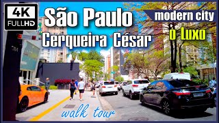 [4K] O luxuoso bairro Cerqueira Cesar - Sao Paulo walking tour 4k - Oscar Freire - Rua Augusta 4K