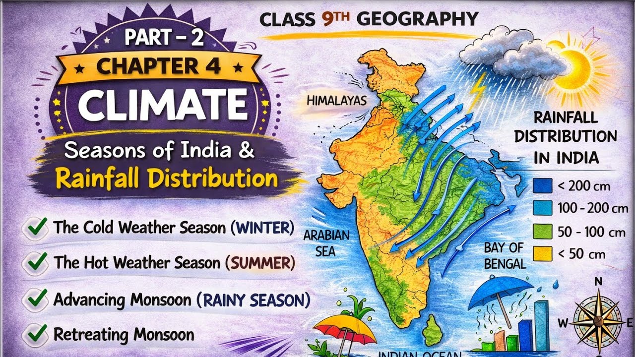 Indian Monsoon Mechanism Explained | Class 9 Geography Chapter 4 Climate Part 2 | #Monsoon #climate