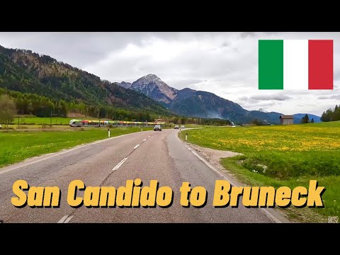 Driving in Italy from San Candido to Bruneck Brunico in May 2023