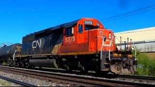 Rare Catch! Standard Cab SD40-2 CN 5379 Solo Hauling Freight East on the CN Rivers Sub