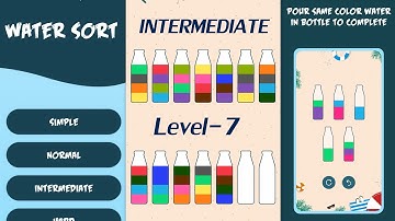 Water sort Puzzle | Brain Games | Intermediate Level | Level-7 | Improve IQ | Color sort Puzzle