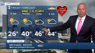 Mostly cloudy, breezy, and chilly for Valentine's Day