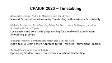 CPAIOR 2020 Session Timetabling