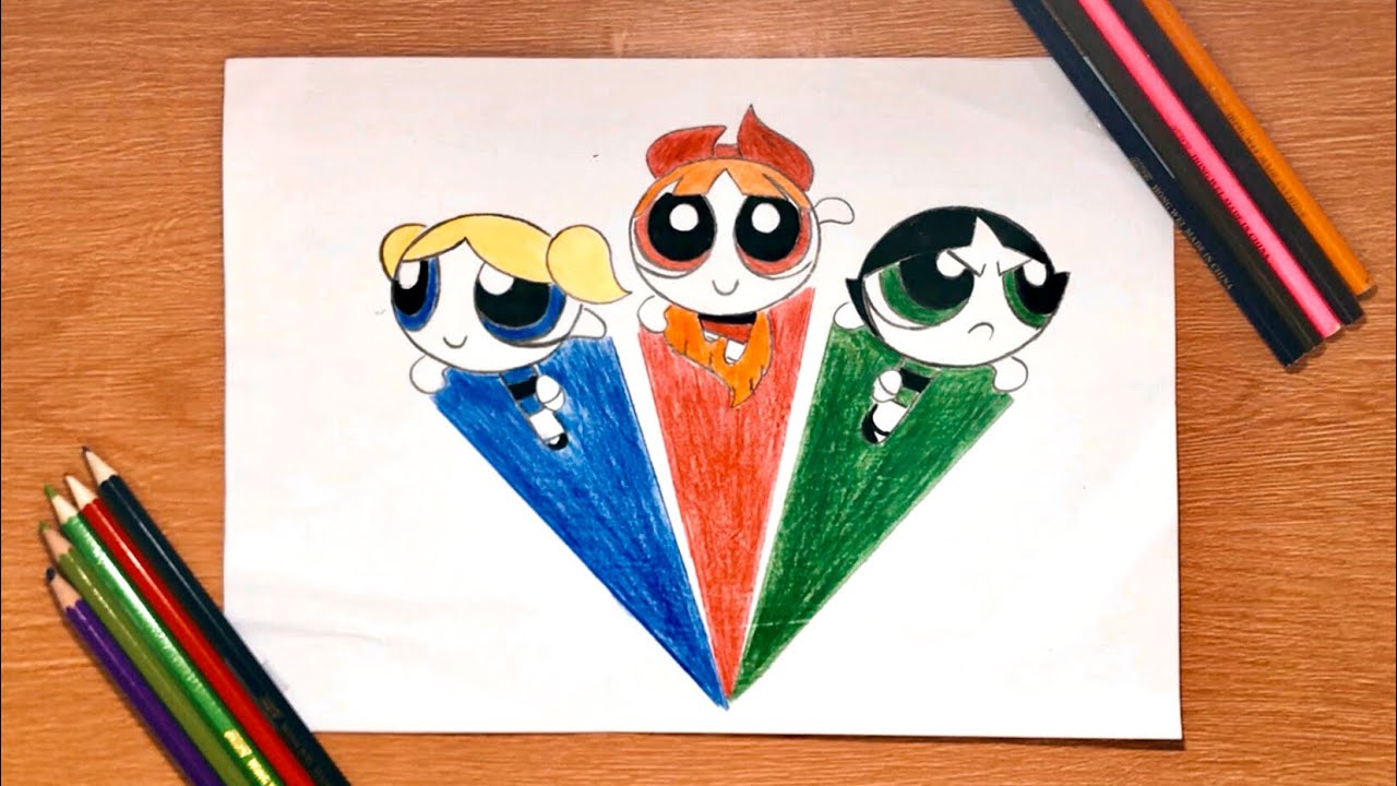 رسم كرتون تعلم رسم فتيات القوة drawing The Powerpuff Girls cartoon