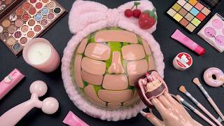 ASMR Satisfying Watermelon Base Makeup: Blending Cream & Foundation (No Talking)
