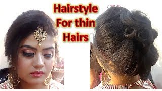 DIY - hairstyle for thin hairs with maang tikka setting front puff without backcombing