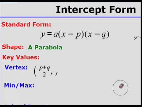 Algebra 2 Chapter 4 Section 2 Lecture Intercept Form