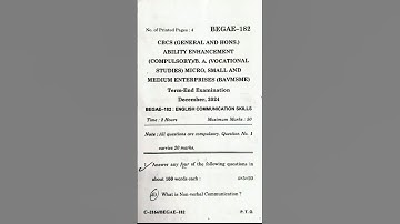 IGNOU BEGAE 182 December 2024 Exam Question Paper | IGNOU Latest Question Paper