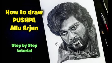 How to draw PUSHPA Allu Arjun Step by Step - Part 3 // Hair Beard Clothes Shading tutorial