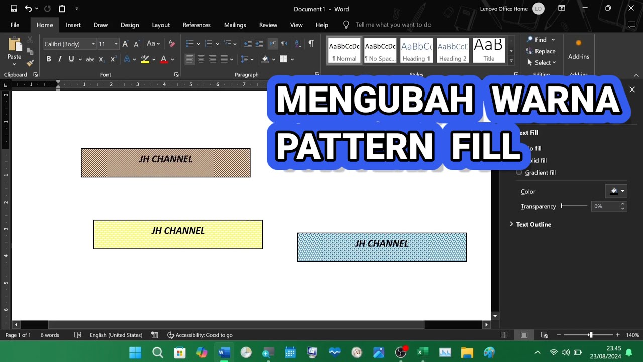 Cara Mengubah Warna Pattern Fill di Microsoft Word - YouTube