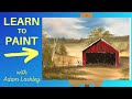 Country barn  painting tutorial  wet on wet technique  oil painting for beginners