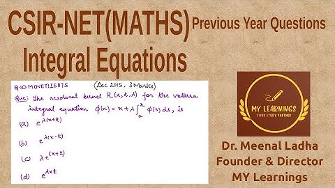 Integral Equation (Volterra Integral Equation-Resolvent Kernel) Question UGC NET (Q.ID.M(NET)IE07S)