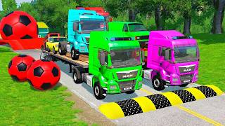 Flatbed Truck McQueen | Transportation with Truck - Pothole vs Car | Just BNG Games 007