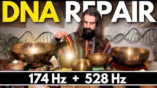DNA Repair Frequencies ⚡ Deep Cellular Healing Sound Bath ⫸ 174 Hz + 528 Hz
