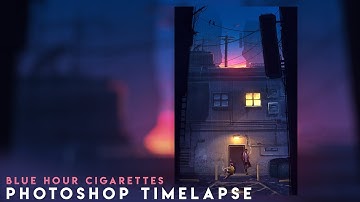 Blue Hour Cigarettes | Photoshop Timelapse | Sci-fi Concept Art