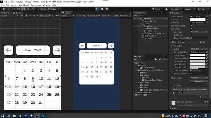 Calendar Date Picker Unity