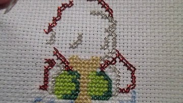 dmc silver and red metallic thread (light effect thread) how it sparkles